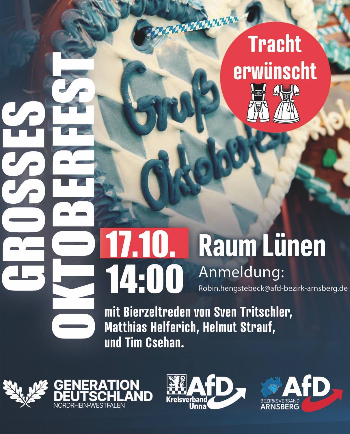 Oktoberfest Bayern trifft Ruhrpott am 17. Oktober 2026 ab 14 Uhr im Raum Lünen. Tracht erwünscht.